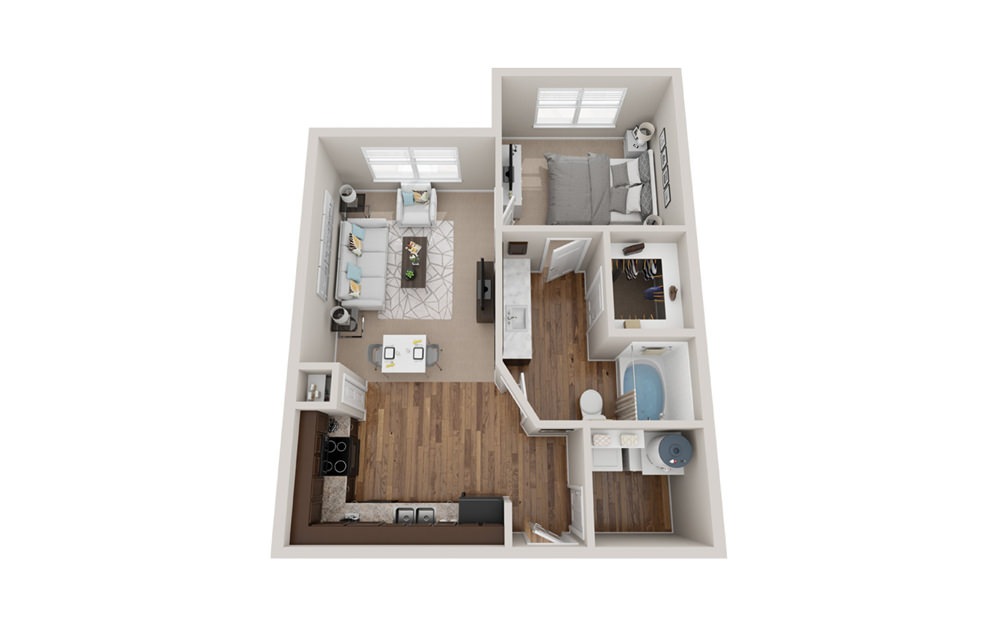 A1 1 Bed 1 Bath Floorplan