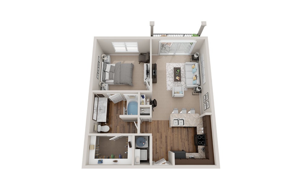 A2t - 1 bedroom floorplan layout with 1 bath and 780 square feet.