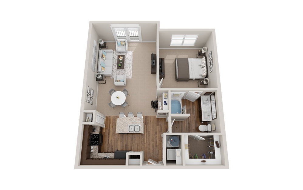 A3j - 1 bedroom floorplan layout with 1 bathroom and 820 - 830 square feet